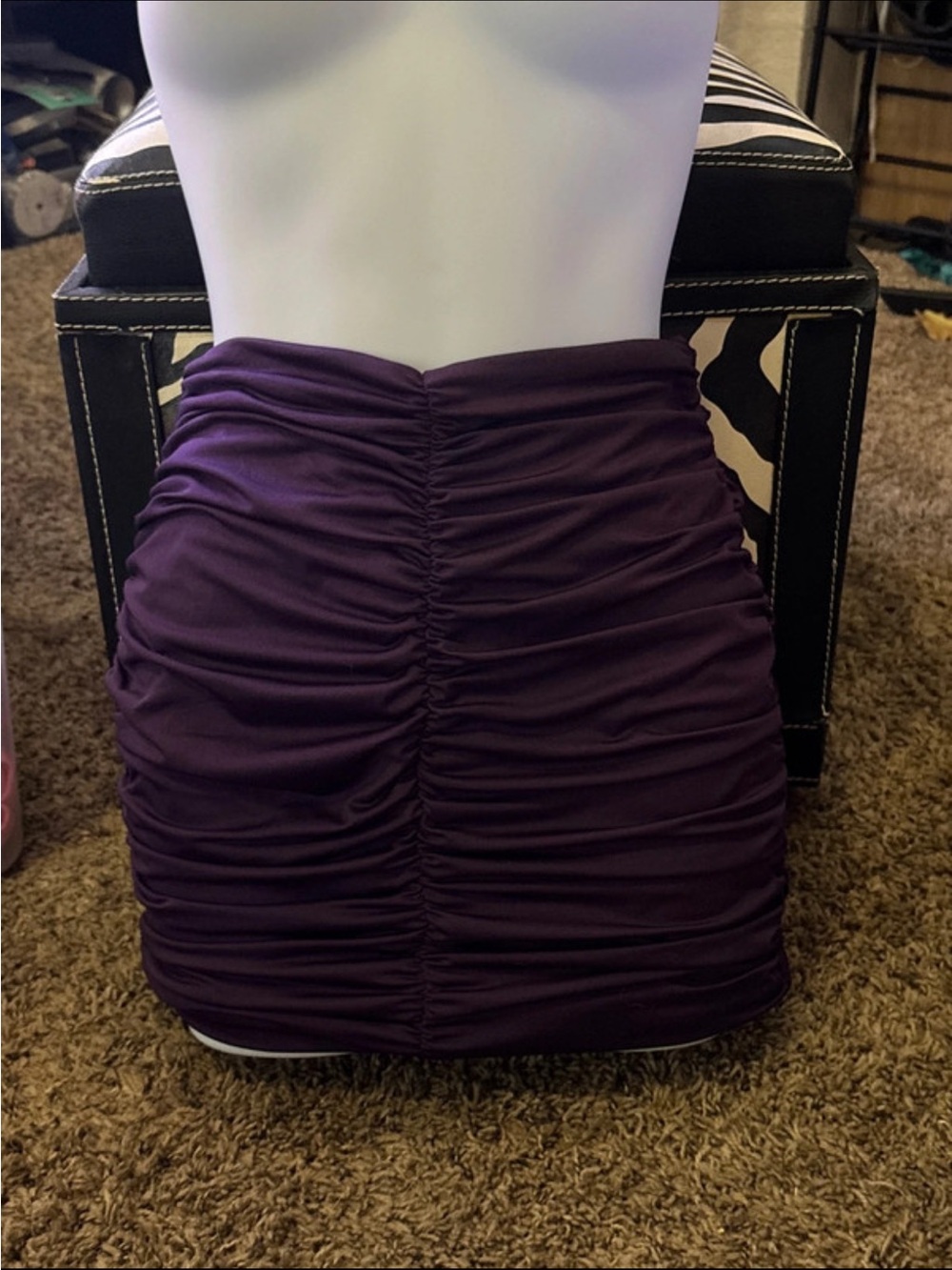 Ruched Purple Mini Skirt - Women's Stylish Bodycon